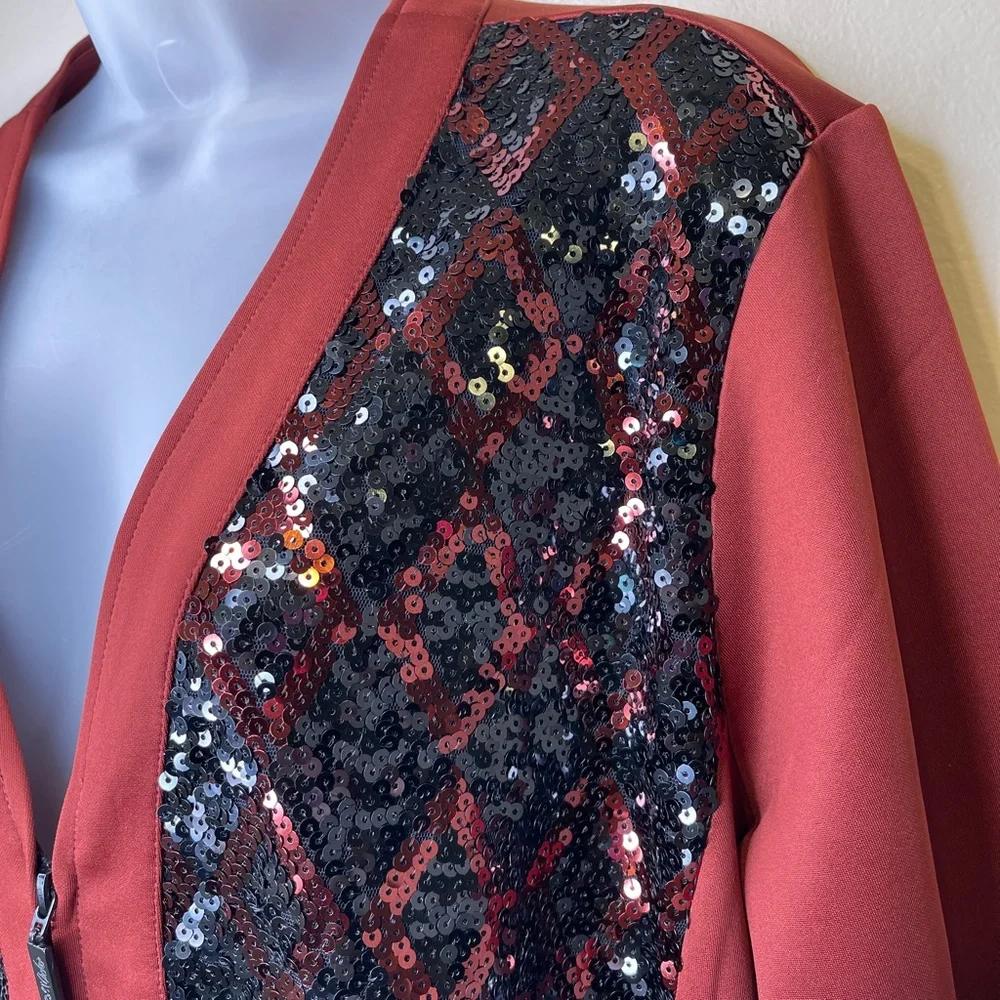 Bob Mackie | Wearable Art Sequin Zip Up Athleisure Track Scuba Glam Jacket